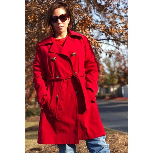 Red London Fog Coat - Picture 3 of 10